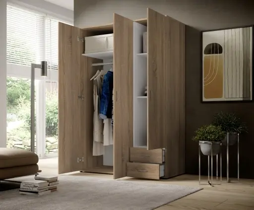 Drehtürenschrank- B ca. 120 cm, Eiche Dekor