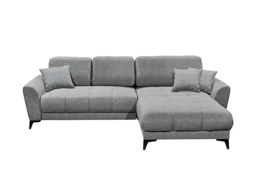 Ecksofa - 2-Sitzer, Ecke rechts inkl. Schlaffunktion und Bettkasten, Stoff, Grau