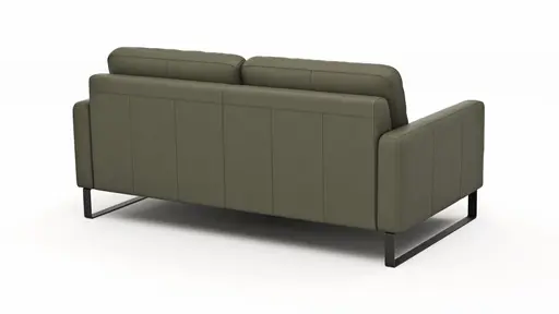 Sofa Enna - 3-Sitzer, Armlehne A, Leder, Olive, Kufe, Schwarz