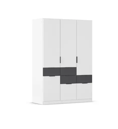 Drehtürenschrank RAAS- B ca. 136 cm, Weiß, Dunkelgrau