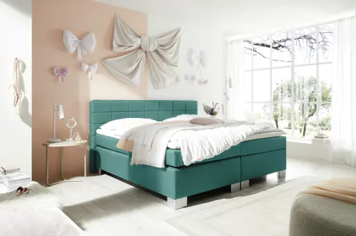 Boxspringbett HAIKOS- Liegefläche ca. 180x200 cm, Stoff, Petrol