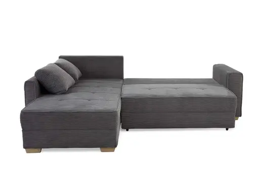 Ecksofa JAMELL - 2,5-Sitzer, Ecke rechts inkl. Schlaffunktion mit Bettkasten, Stoff, Grau