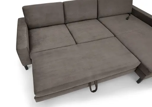  Ecksofa CALM MOVE 2.0 - 2,5-Sitzer mit Longchair rechts, Schlaffunktion, Feincord, Taupe