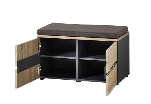 Bank - mit Sitzkissen, Eiche Dekor, Graphit