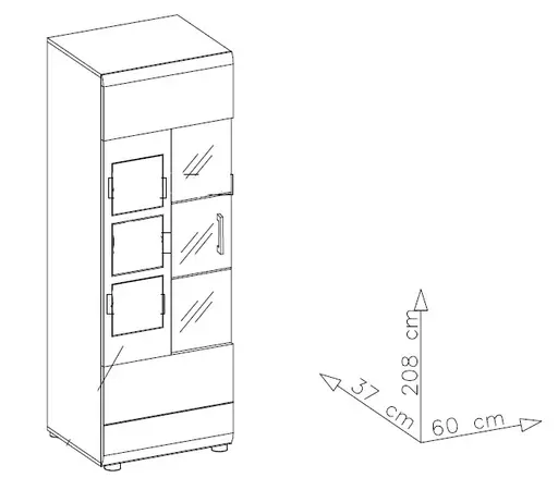 Wohnwand - mit Beleuchtung, Eiche Altholz Nachbildung, Kaschmir
