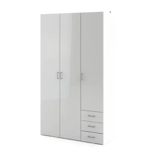 Drehtürenschrank- B ca. 116 cm, Weiß, Hochglanz