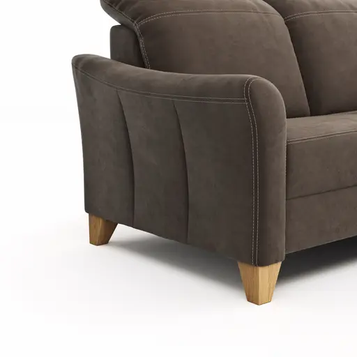 Sofa Canterbury - Recamiere links inkl. Kopfteil verstellbar und Sitzvorzug (motorisch), Stoff, Dunkelbraun