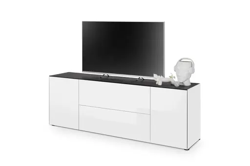 Lowboard - B ca. 181 cm, Weiß, Keramikoptik