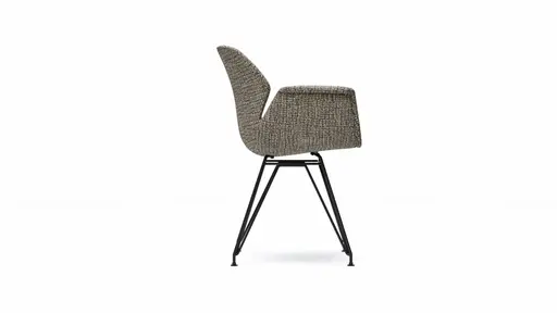 Armlehnstuhl Tooon - Stoff Graubeige, Gestell Metall, Schwarz