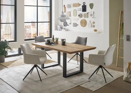 Armlehnstuhl MAIKE - drehbar, Stoff, Hellgrau