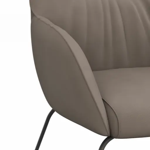 Armlehnstuhl Noli - Leder, Taupe, Kufe