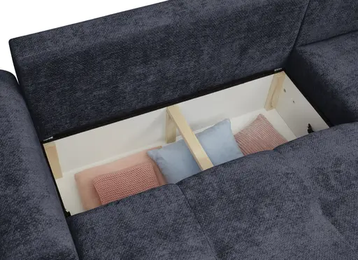 Ecksofa - 2-Sitzer mit Longchair rechts, Stoff, Dunkelblau