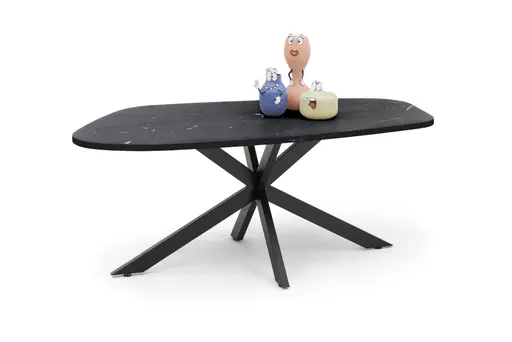 Esstisch - LB ca. 200x100 cm, Keramikoptik schwarz, Schwarz