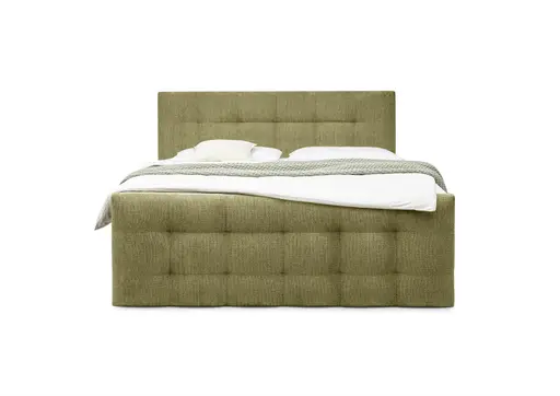 Boxspringbett SANDRIN I- Liegefläche ca. 200x200 cm, Stoff, Grün,  inkl. Stauraum und Fußteil