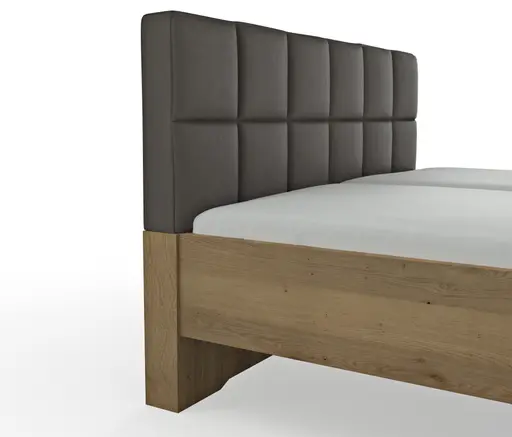 Bett Viana - Liegefläche ca. 180x200 cm, Balkeneiche furniert, Kunstleder Anthrazit