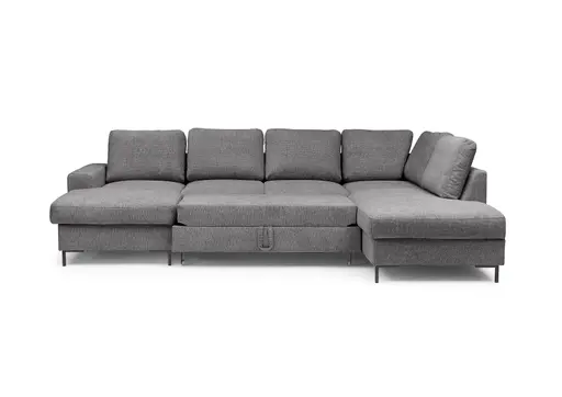 Wohnlandschaft - Longchair links mit 2-Sitzer und Ecke rechts, Stoff, Anthrazit