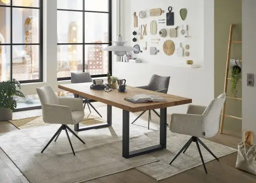 Armlehnstuhl MAIKE - drehbar, Stoff, Hellgrau