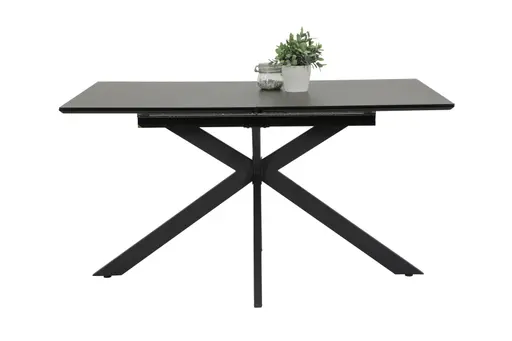 Esstisch - ausziehbar, LB ca. 140x90 cm, Keramikoptik, Anthrazit, Schweizer Kante
