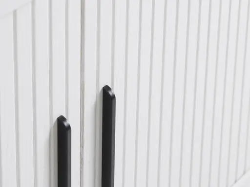 TV-Lowboard - B ca. 120 cm, Eiche Furnier, Weiß