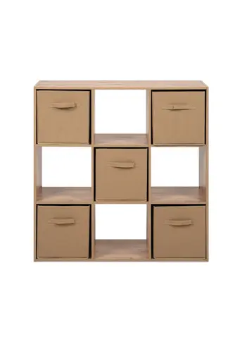 Regal - inkl. Stoffboxen, B ca. 89 cm, Artisan Eiche Nachbildung, Beige