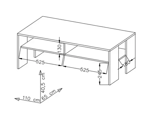 Couchtisch - LB ca. 110x65 cm, Viking Eiche Nachbildung