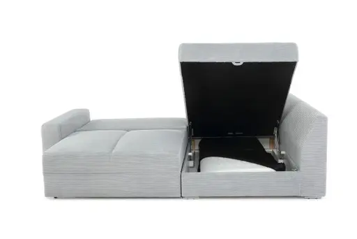 Ecksofa JANIS - 2,5-Sitzer, Ecke rechts inkl. Schlaffunktion , Stoff, Hellgrau