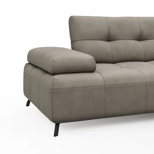 Ecksofa Comodo - 2-sitzer, Longchair rechts, Leder, Taupe