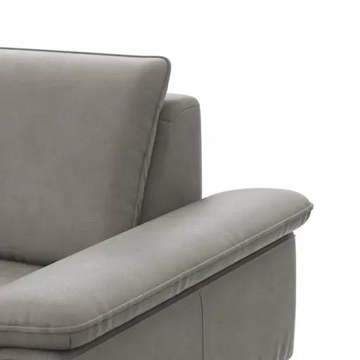 Ecksofa Tulsa KS - 1,5-Sitzer mit Anstellhocker links, Spitzecke und 2,5-Sitzer rechts, Leder, Graubeige