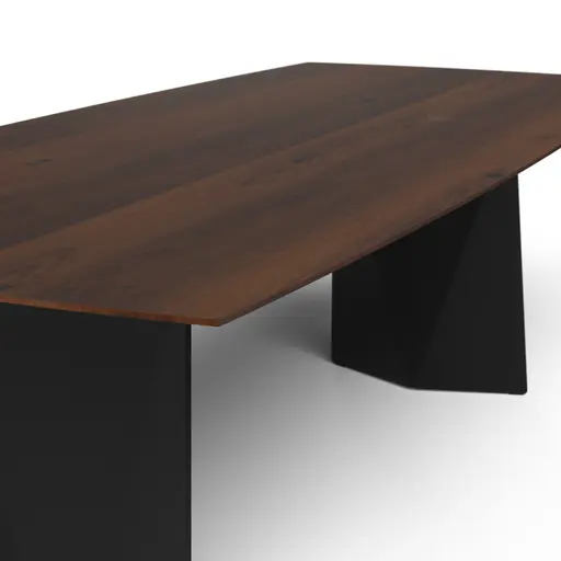 Esstisch 3100 - LB ca. 220x100 cm, Nussbaum Massiv, Stahlwange geneigt, Schwarz