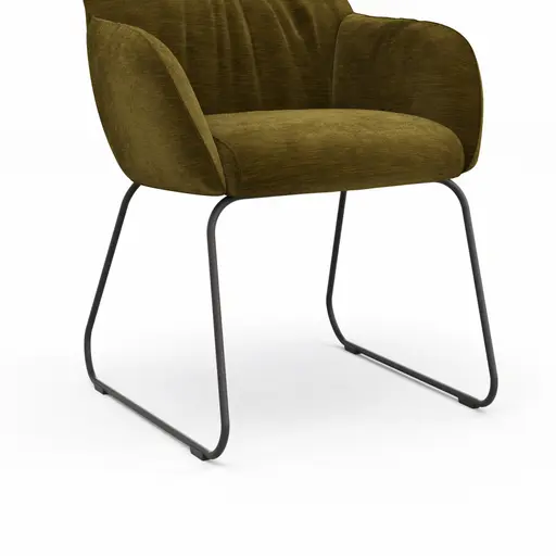 Armlehnstuhl Noli - Stoff, Olivgrün, Kufe