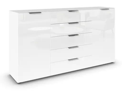 Kommode RIPP- Weiß, Glas, Weiß