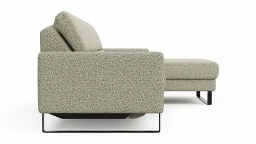 Ecksofa Valera - 3-Sitzer mit Longchair rechts inkl. Rückenlehne verstellbar und Relaxfunktion motorisch, Stoff, Limone