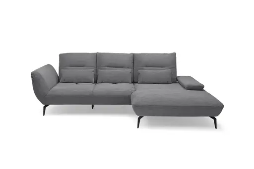 Ecksofa PAYTON - 2-Sitzer, Ecke rechts, Stoff, Grau