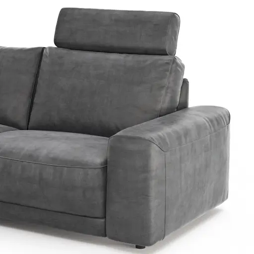 Ecksofa Balok - Longchair groß links mit 2,5-Sitzer, inkl. Relaxfunktion (motorisch) und Kopfstütze, Stoff, Anthrazit