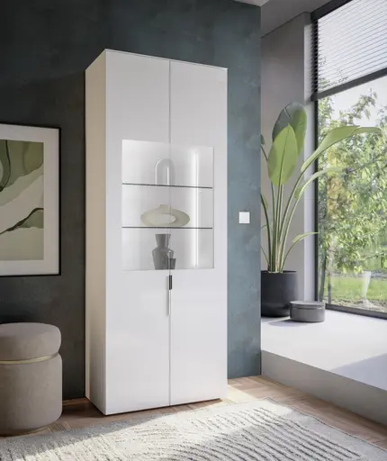 Vitrine- inkl. LED-Beleuchtung, Weiß