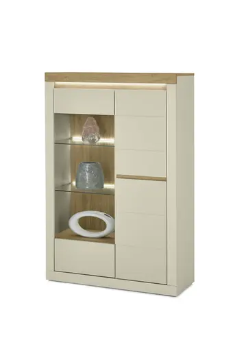 Vitrine - mit Beleuchtung, B ca. 104 cm, Kaschmir, Stone Eiche Nachbildung