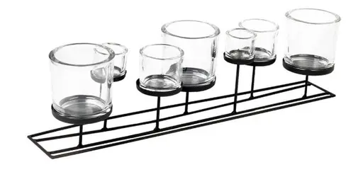 Windlicht - Eisen/Glas, Länge ca. 70 cm, Schwarz