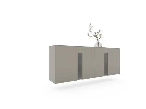 Sideboard 3900 -  Hängend inklusive Beleuchtung, Lack matt, Hellgrau