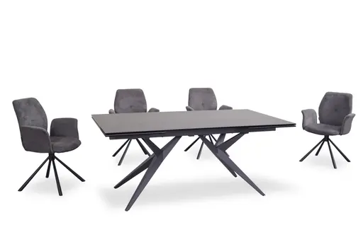 Armlehnstuhl MANOA - drehbar, Stoff, Dunkelgrau