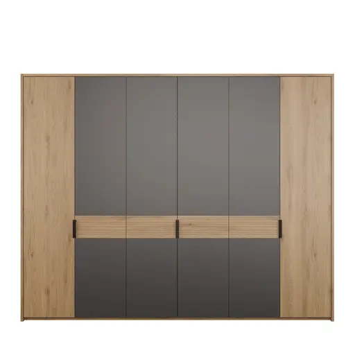 Drehtürenschrank FALLEA- B ca. 265 cm, Wildeiche Natur, Dunkelgrau