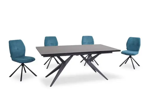 Esstisch MICHELA - ausziehbar, LB ca. 95x180 cm, Keramik, Dunkelgrau