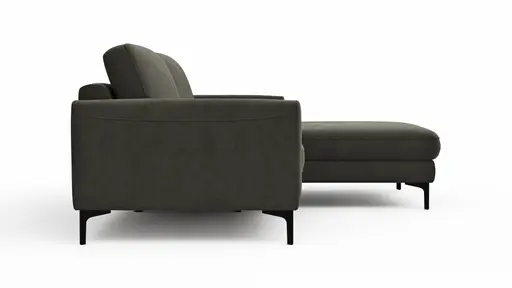 Ecksofa Oviedo - 1,5-Sitzer mit Longchair rechts, Stoff, Braungrün