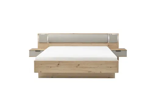 Bettanlage WANJA- Liegefläche ca. 180x200 cm, Eiche Dekor, Saharagrau