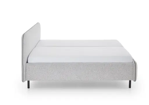 Polsterbett - Liegefläche ca. 180x200 cm, Absetzung Grau, Stoff, Hellgrau