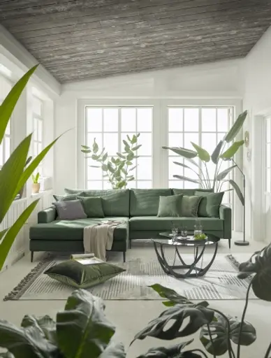 Ecksofa- Ecke links 3-Sitzer, Stoff, Grün