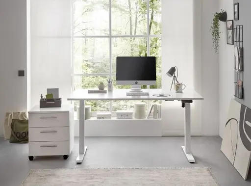 Schreibtisch - höhenverstellbar, LB ca. 160x77 cm, Weiß