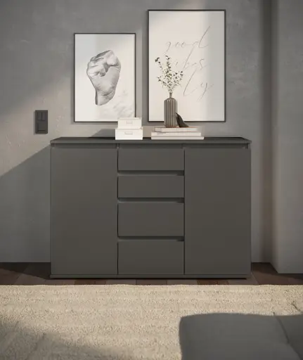 Kommode - B ca. 119 cm, Anthrazit