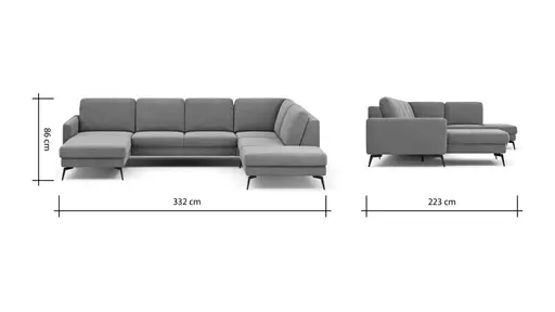 Wohnlandschaft Enna - Longchair links, 2,5-Sitzer, Ecke rechts, Stoff, Olive