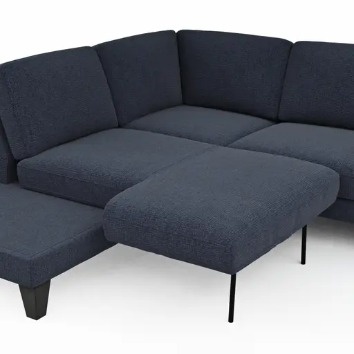 Ecksofa Oviedo - Ecke links mit 2,5-Sitzer inkl. Drehsitz, Stoff, Dunkelblau