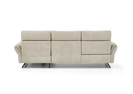 Ecksofa - 2-Sitzer mit Longchair rechts, Leder, Ecru